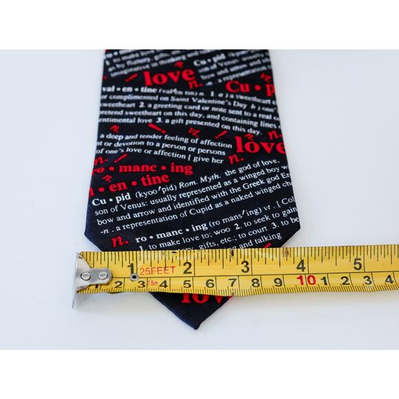 VTG 90s Love Valentines Cupid Dictionary Print Tie Wedding Sweetheart Novelty - Picture 12 of 14